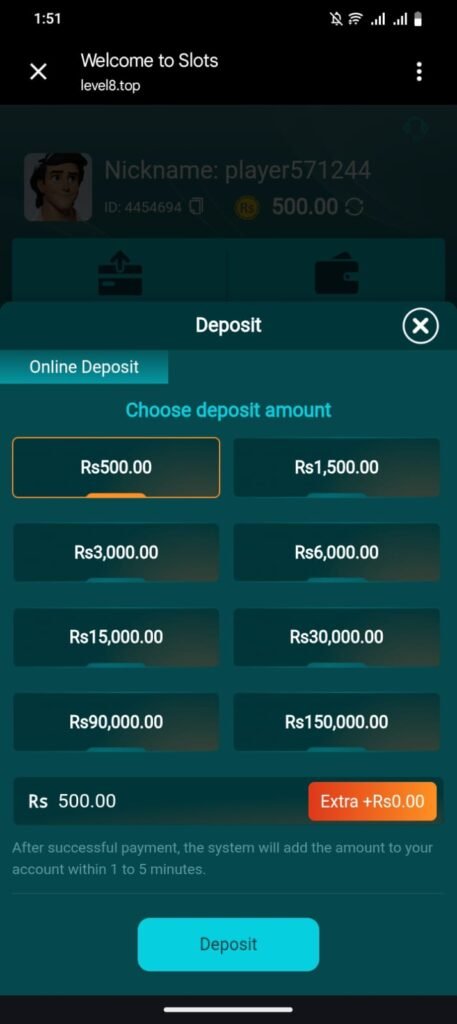 Deposit in Rich888 online Game