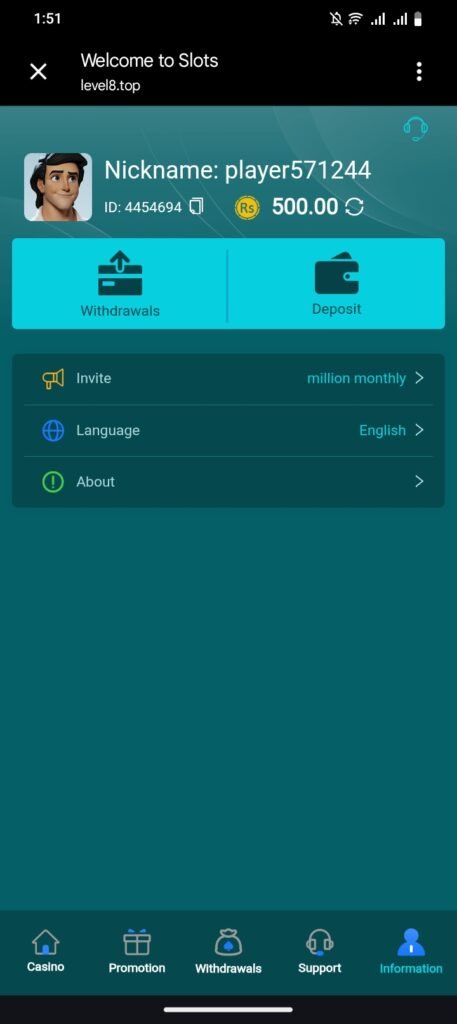 My Profile in rich888 game app